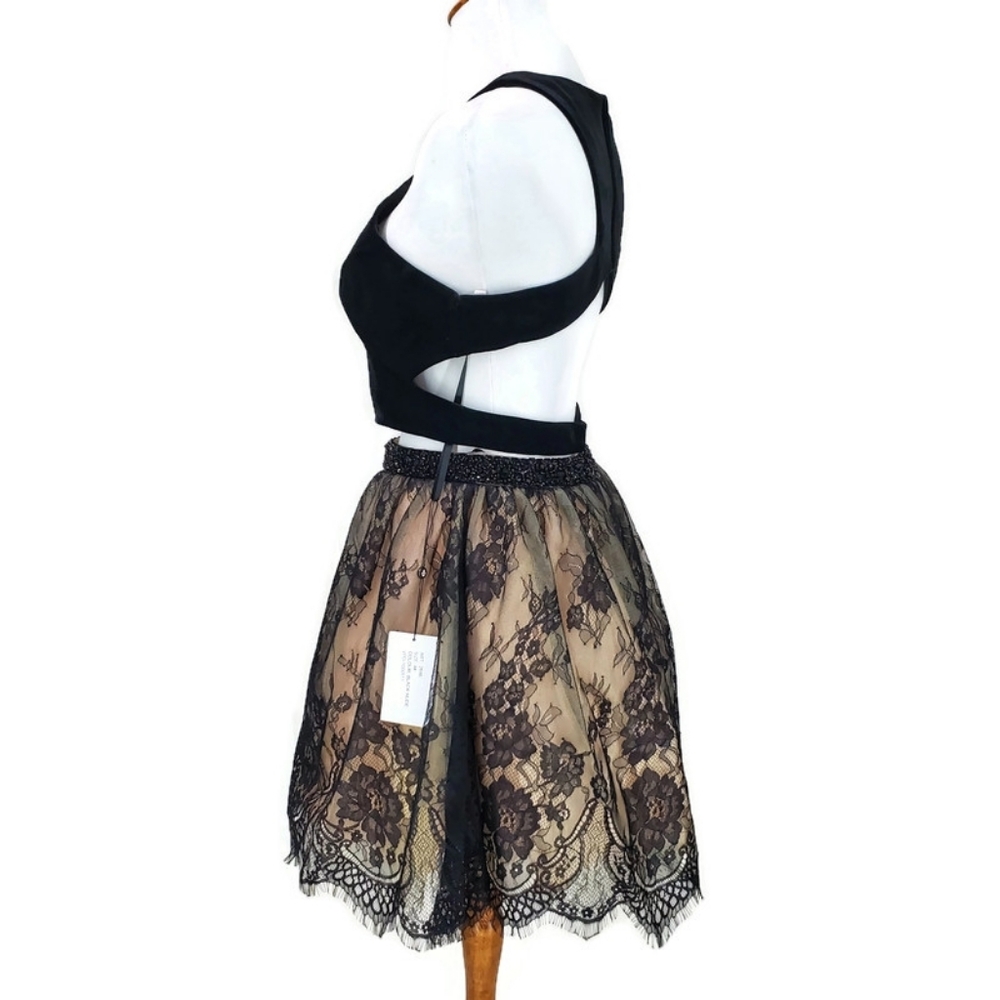 Alyce Paris 2 piece Lace Velvet Black Homecoming Dress Short Formal - Picture 8 of 12